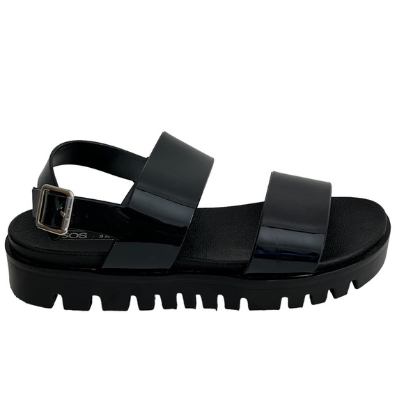 ASOS Chunky Lug Sole Platform Strappy Sandals Black size 8 - Picture 14 of 15